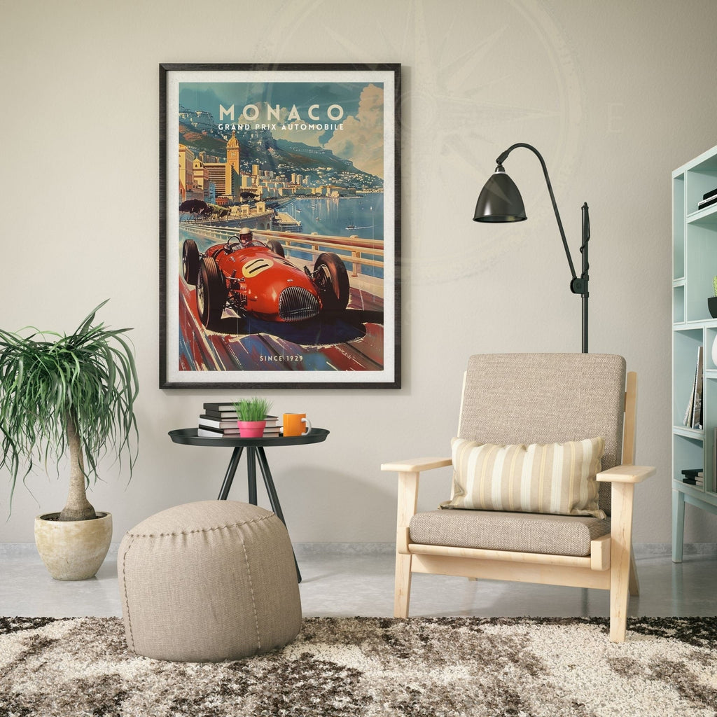 Monaco Grand Prix Vintage Car Art Print