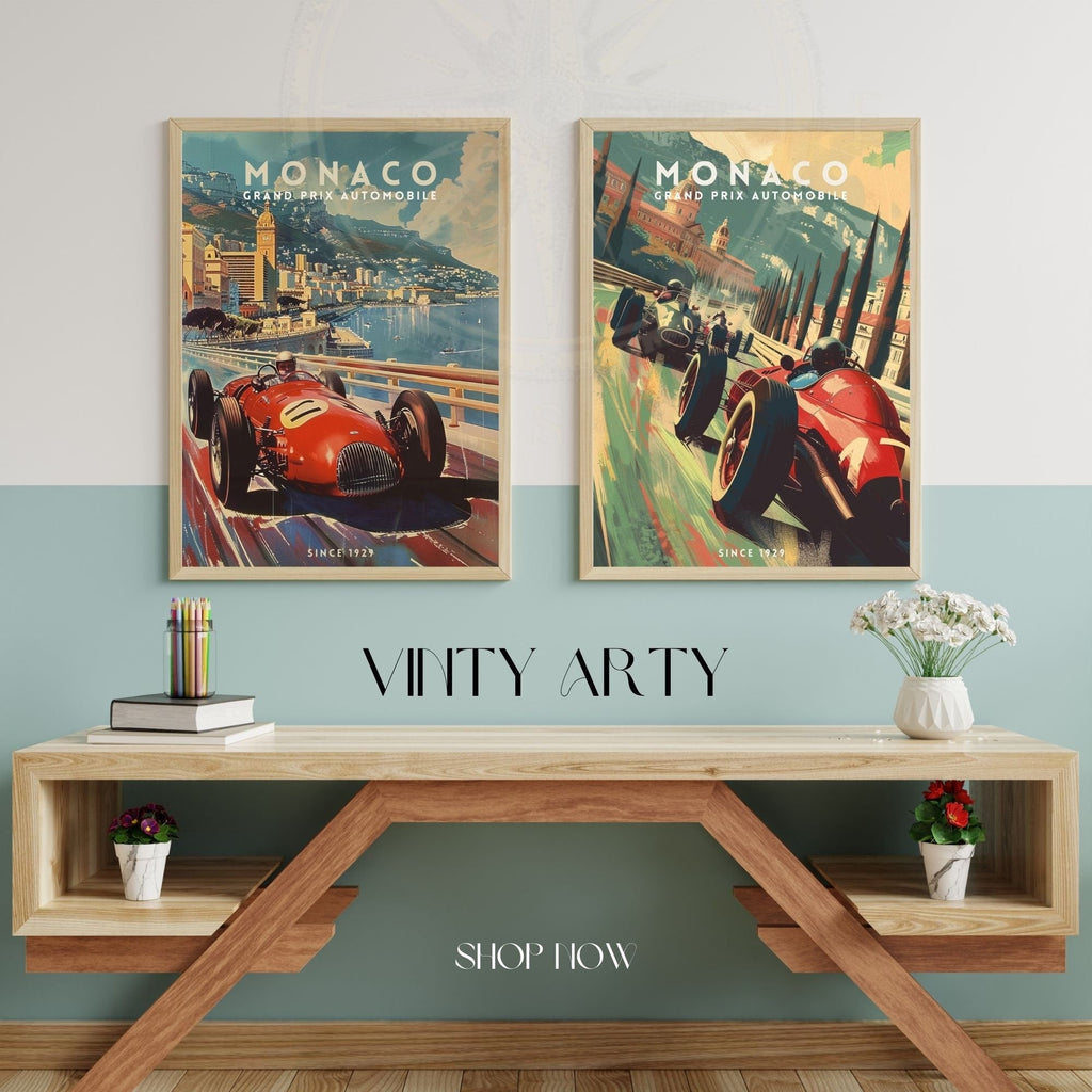 Monaco Grand Prix Vintage Car Art Print