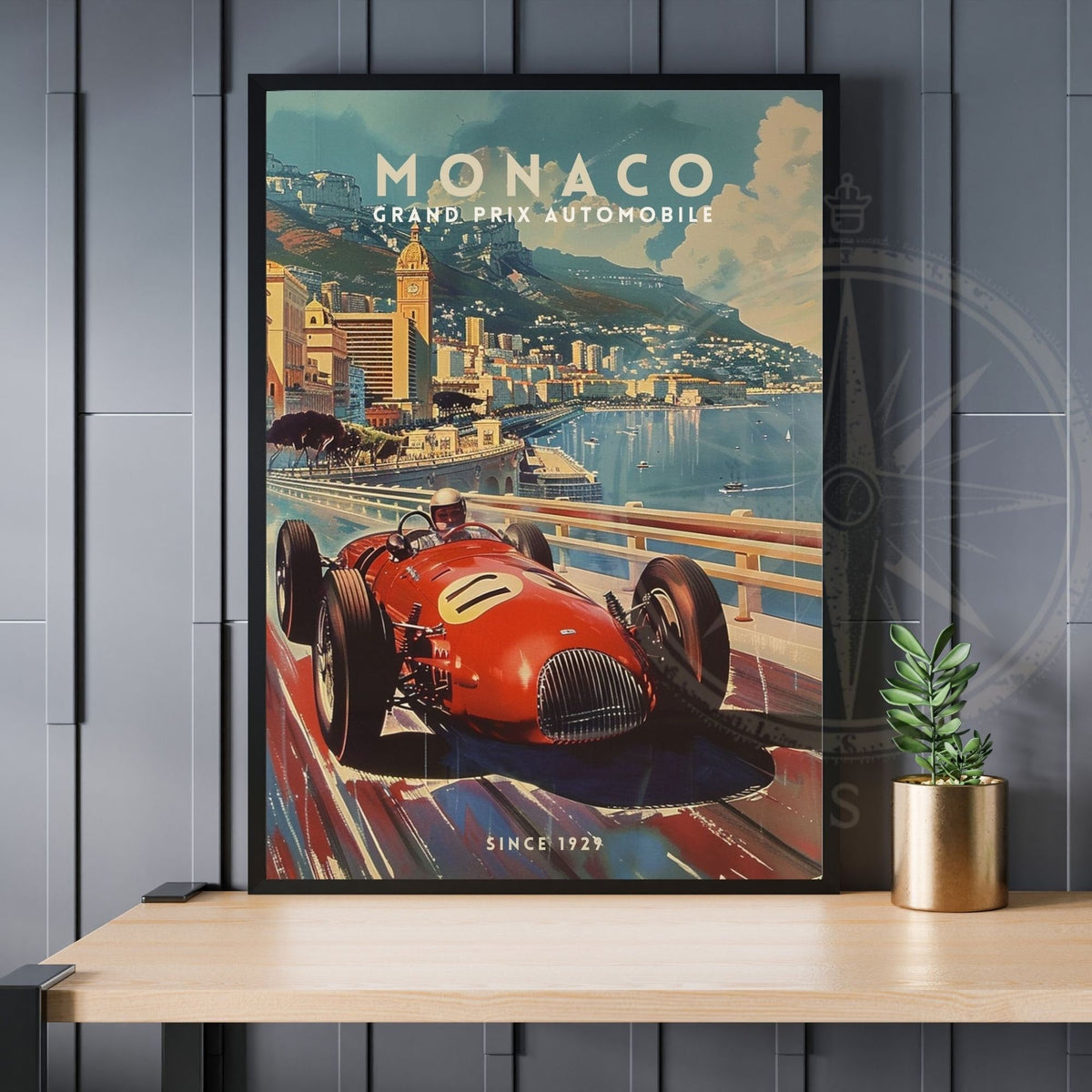 Monaco Grand Prix Vintage Car Art Print