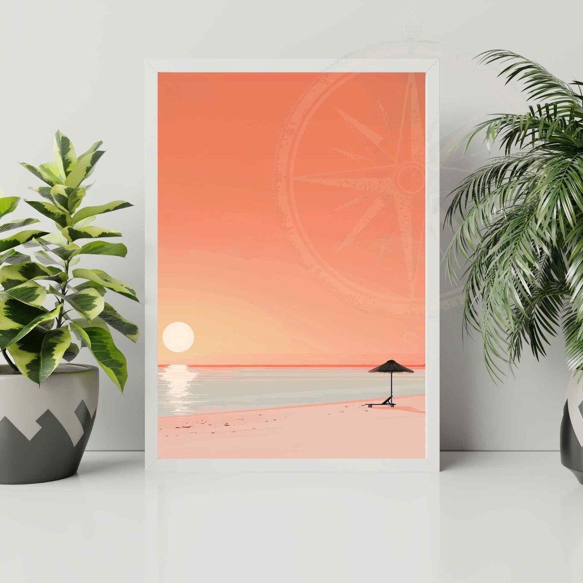 Minimalist Beach Sunset Art Print