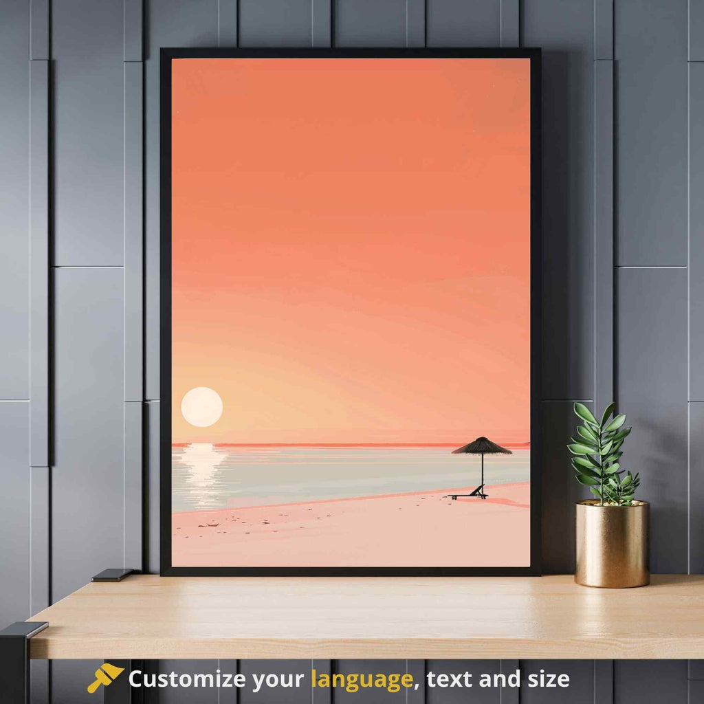 Minimalist Beach Sunset Art Print