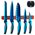 SiliSlick Kitchen Knife Set with Magnetic Rack & Portable Sharpener