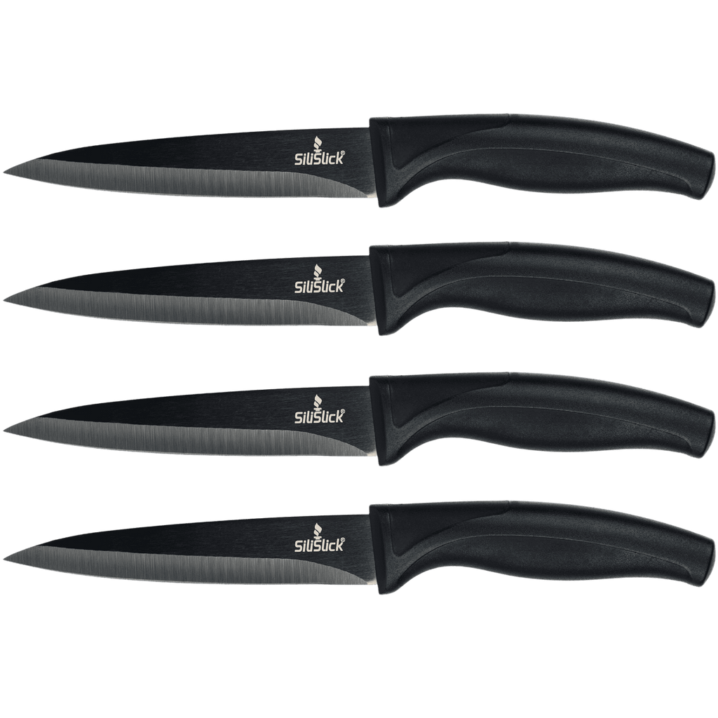 Steak Knife Set of 4 – Titanium-Coated Smooth Blades