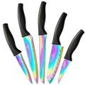 Titanium-Plated Kitchen Knife Set – Black Handles
